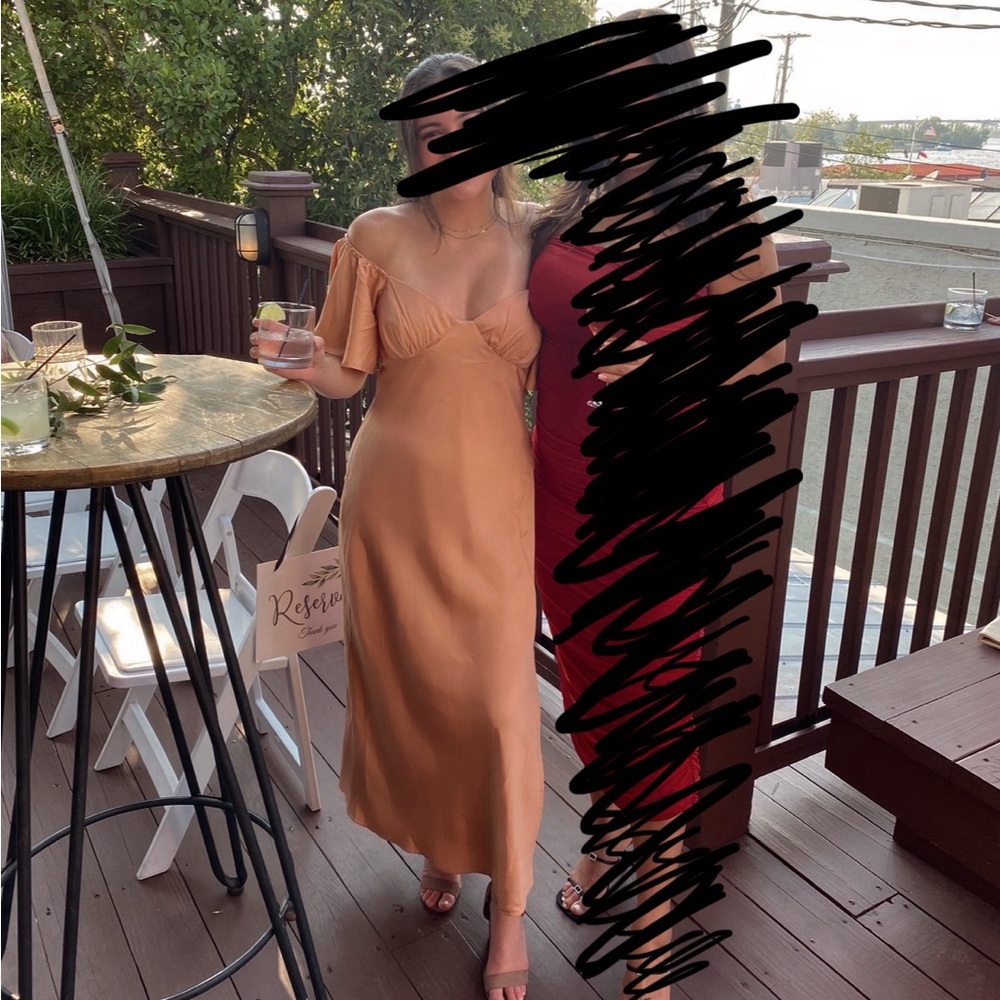 Billy J Louisa peach midi dress size 8 AU